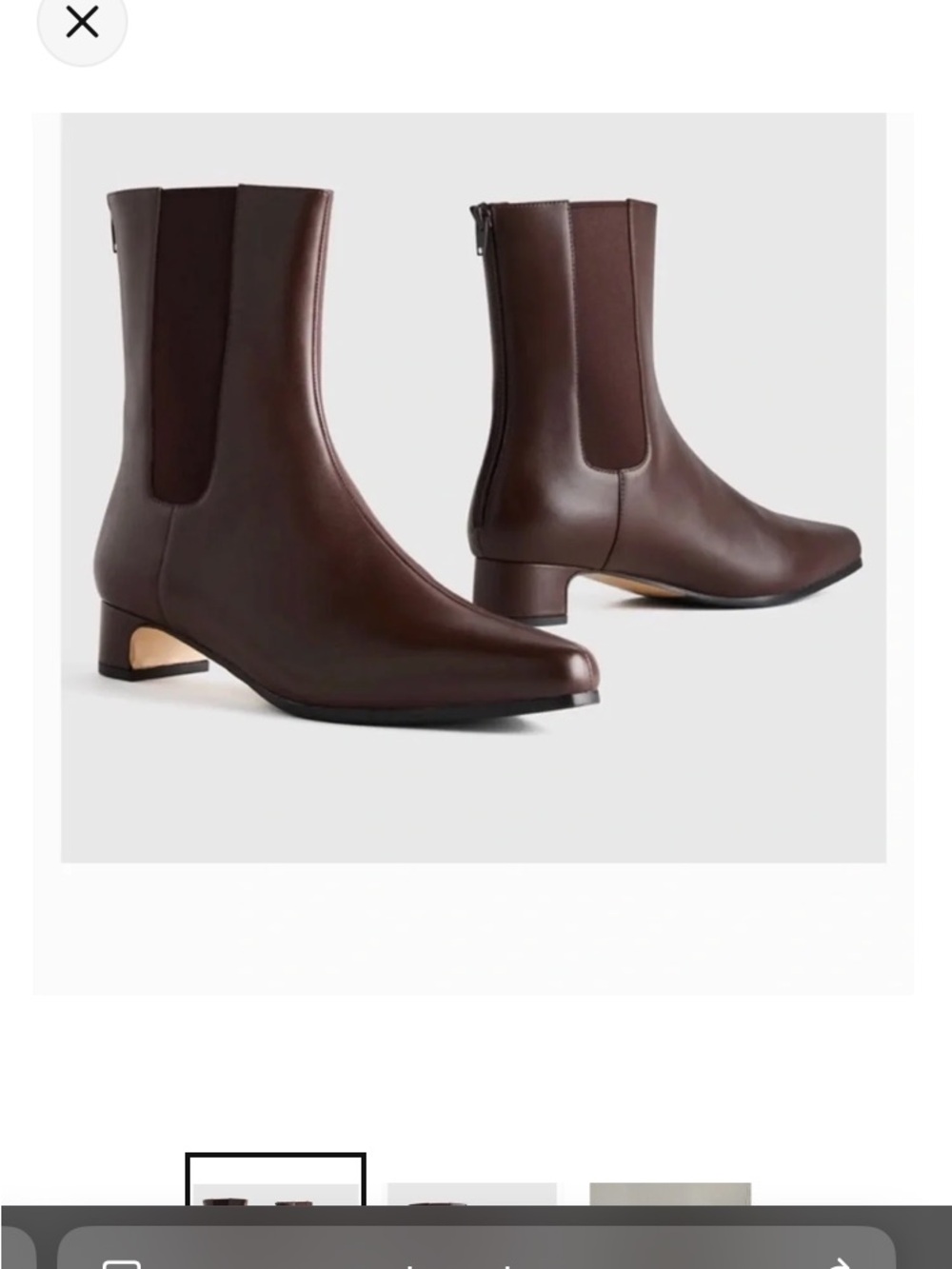 Quince Italian Leather Kitten Heel Ankle Boot - Brown